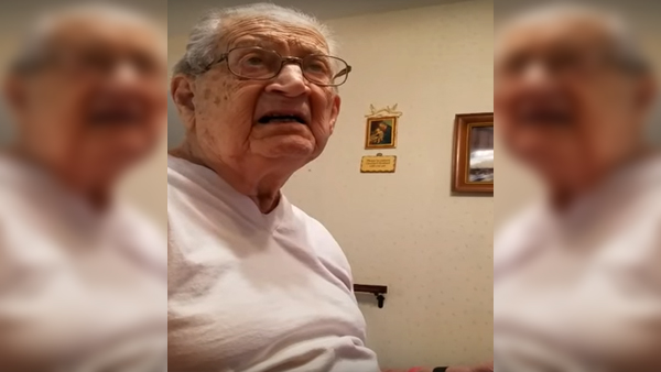 98-åringen kan inte tro sina öron när sonen berättar hur gammal han är - reaktionen är bara för bra