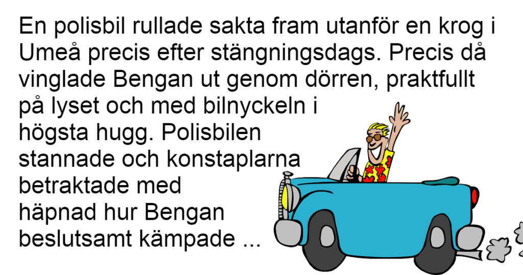 Bengan var krafigt på lyset och körde iväg med polisen hack i häl. Det som händer sen - Gapskratt!