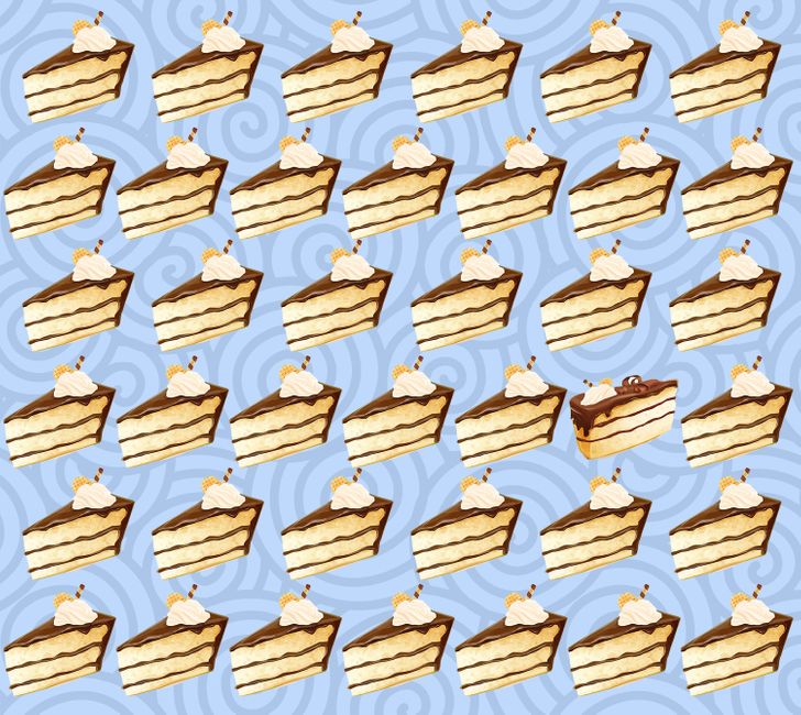 Bland alla dessa kakor som är likadana finns det en som är vänd åt ett annat håll. Kan du hitta den?