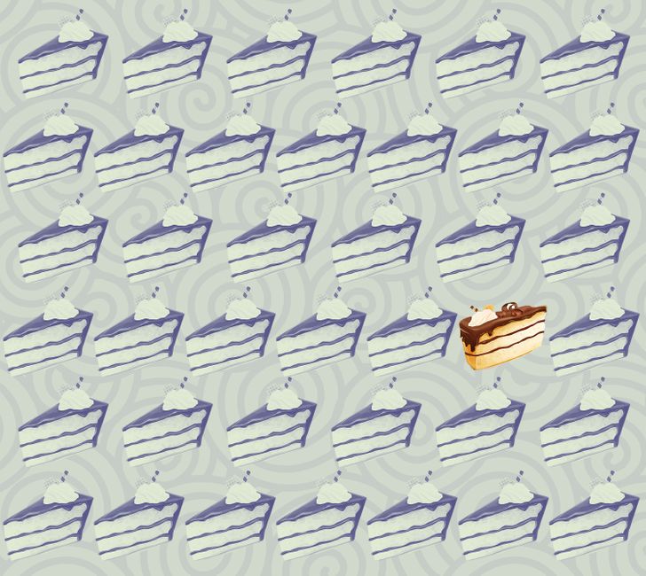 Bland alla dessa kakor som är likadana finns det en som är vänd åt ett annat håll. Kan du hitta den? Svaret!