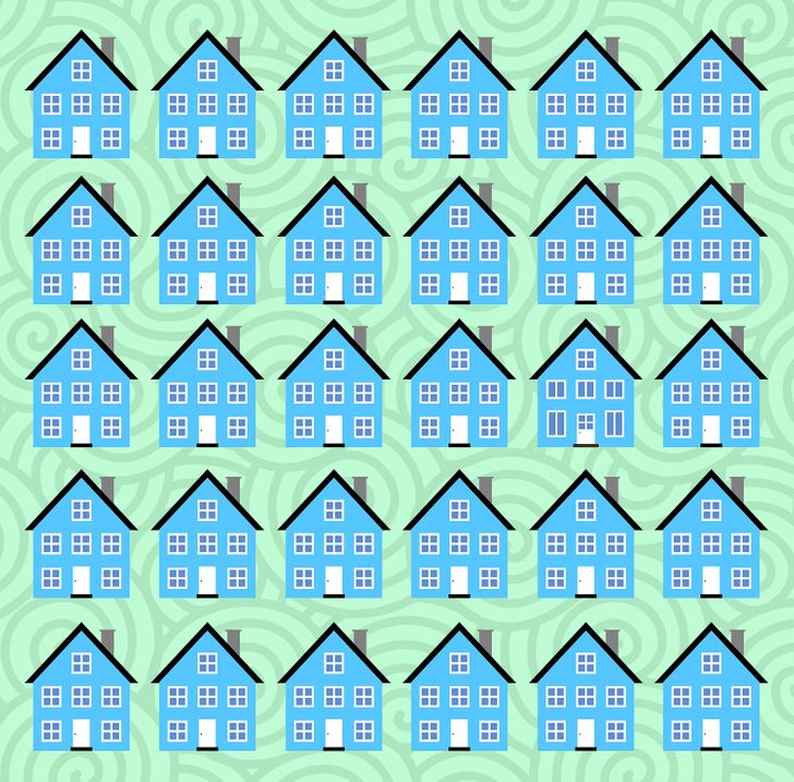 Ett av dessa hus är inte riktigt detsamma som de andra, ser du vilket?