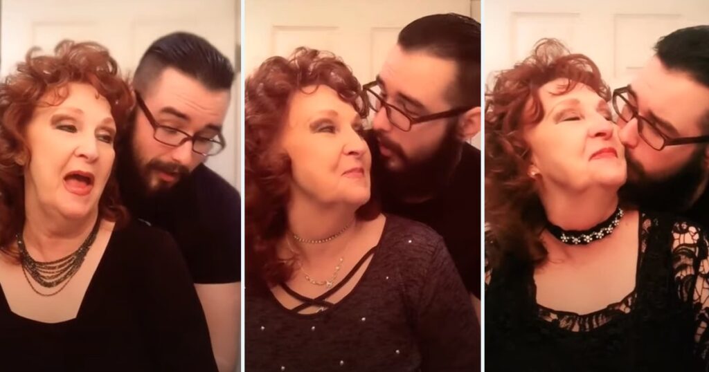 Ett par med en åldersskillnad på 53 år har en TikTok-kanal där de mimar till låtar och kysser varandra