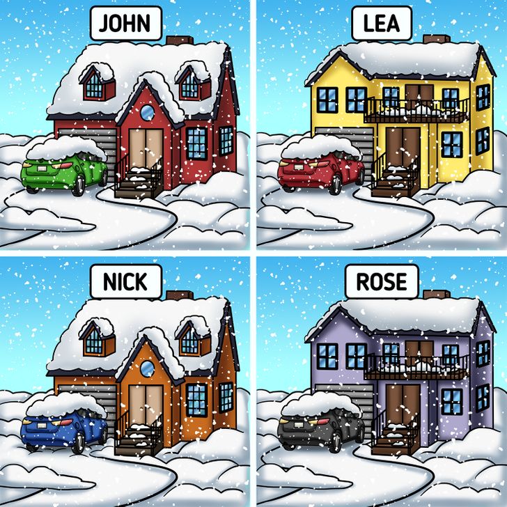 Ett rån inträffade en snörik dag och alla fyra misstänkta hävdade att de var hemma. Vem är rånaren?