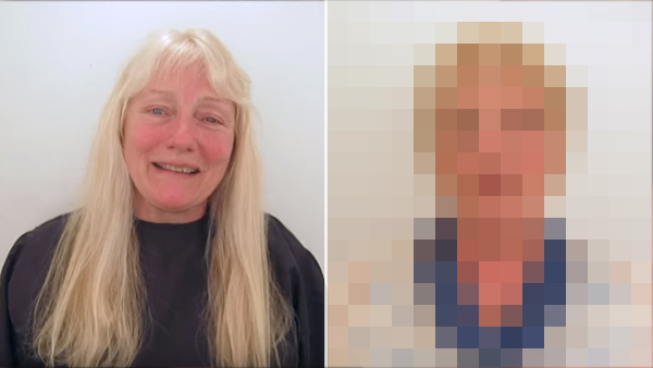 Hon tröttnade på sitt kritvita hår och gav frisören fria händer - det slutar med att han klipper av allt