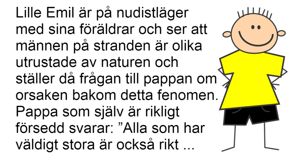 Lille Emil förklarar det han sett och lärt sig för sin pappa - och vi alla skrattar rakt ut