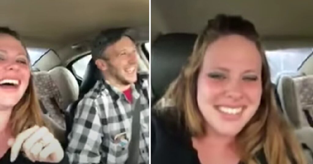 Paret har precis varit på ett gynekologbesök och kan inte sluta skratta - nu sprider sig klippet som en löpeld på nätet