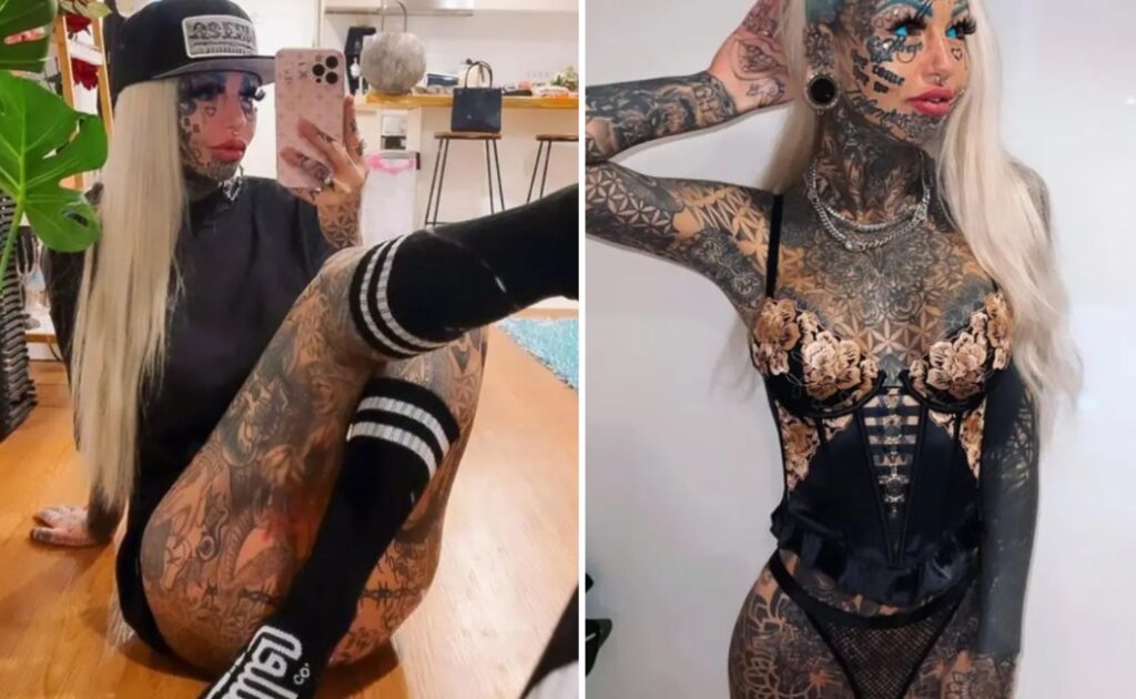 Tatueringsmodellen har täckt 98 procent av sin kropp med bläck - se bara nu när hon klär av sig - Bild 2