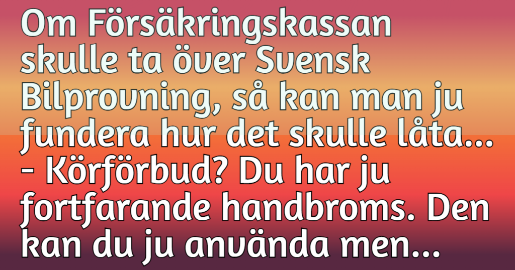 Vad skulle hända om Försäkringskassan tog över Svensk Bilprovning?
