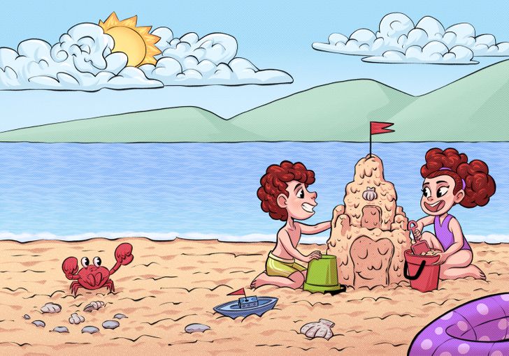 På den här strandbilden finns den 3 gömda ansikten. Kan du hitta dem?