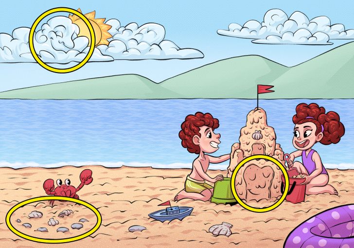 På den här strandbilden finns den 3 gömda ansikten. Svaret!